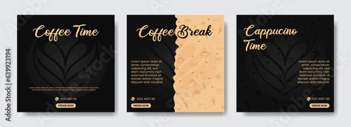 black background coffee shop social media post template