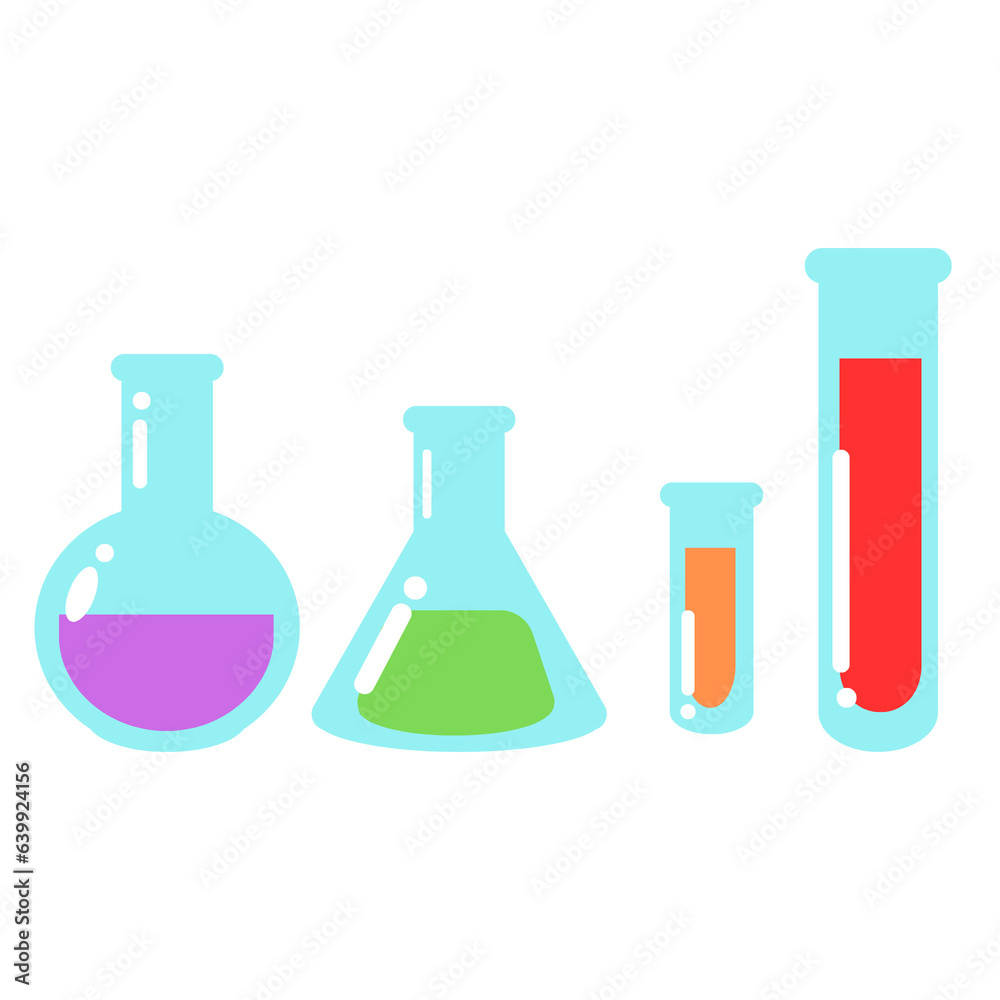 Laboratory equipment. Collection of test tubes and flasks with colorful liquid. Laboratory equipment. Collection of test tubes and flasks with colorful liquid.