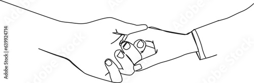 continuous single line drawing of couple holding hands, love and relationship line art vector illustration