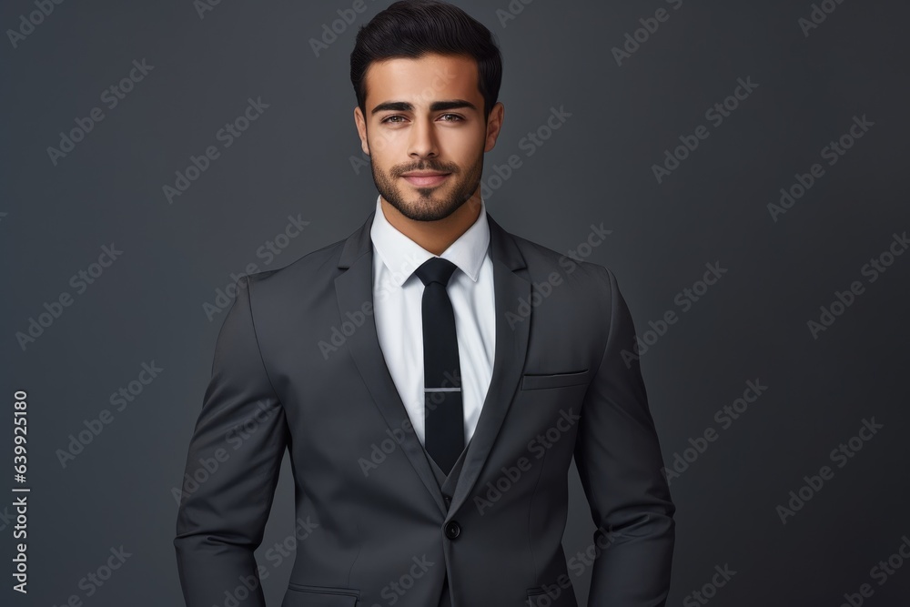 portrait of young businessman in smile or happy expression on studio shoot grey background portrait of young businessman in smile or happy expression on studio shoot grey background