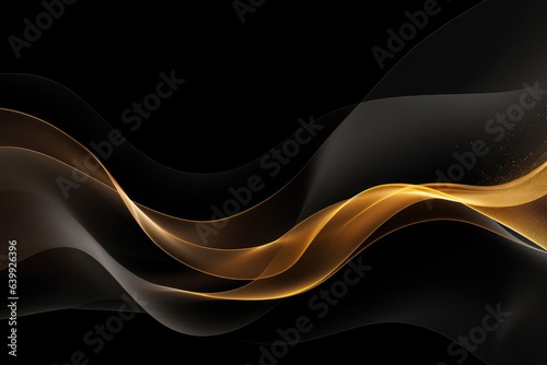 Dark golden black white abstract wave luxury background