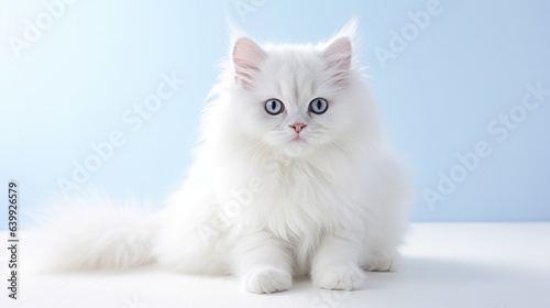 white persian cat on the bed