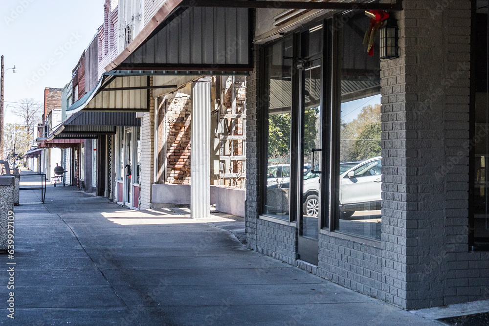 Store fronts on historic street downtown.