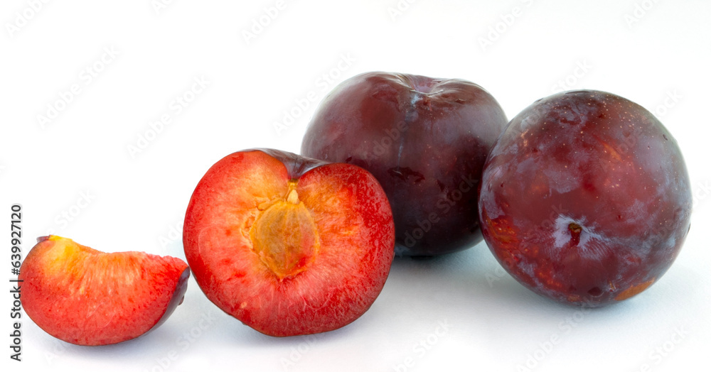 Obraz premium a few plum on white background
