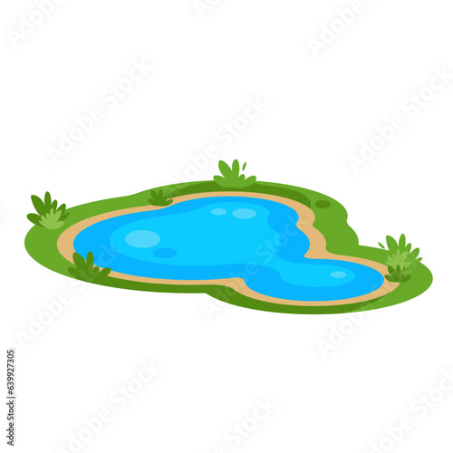 Fototapeta Naklejka Na Ścianę i Meble -  natural pond flat vector illustration clipart isolated on white background