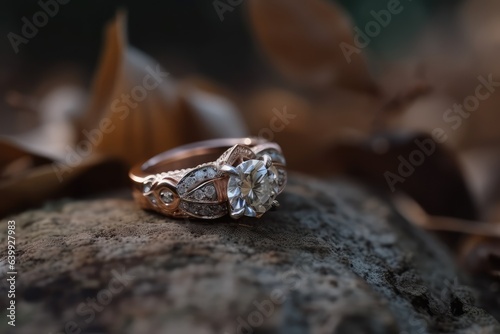 luxurious and designer ring jewel photography with shiny diamond generative ai