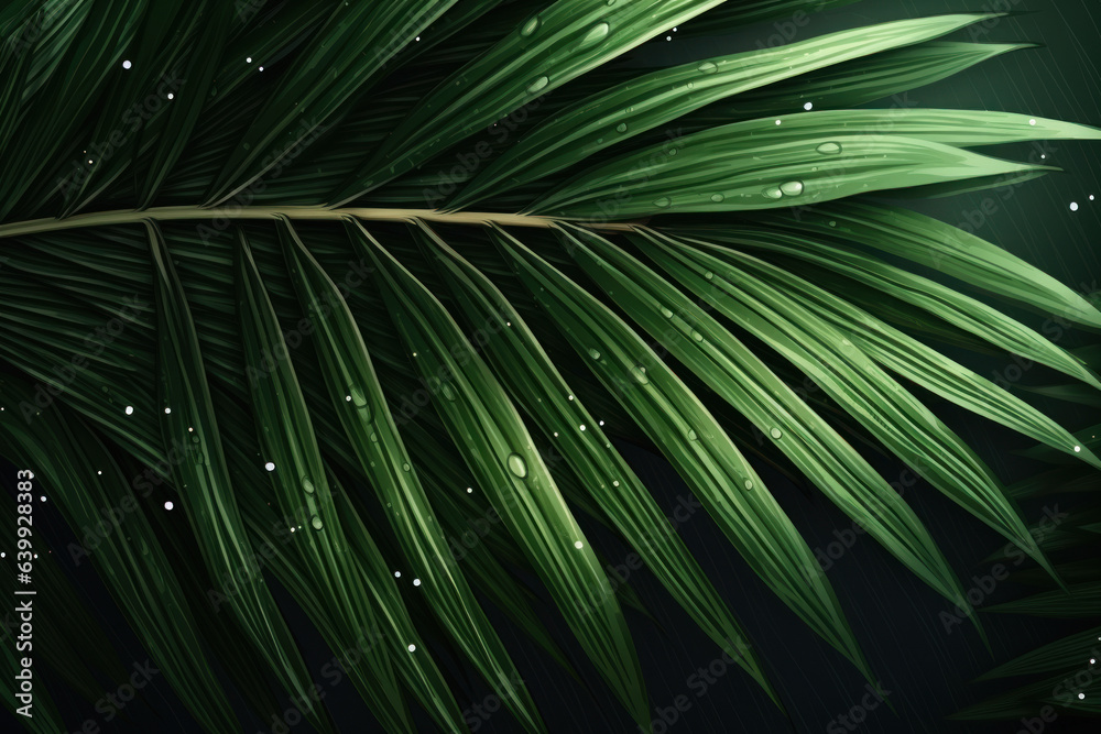 Wet palm leaves. Wet palm leaves.