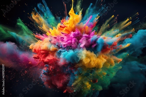 isolated colorful powder texture with explosion effect generative ai