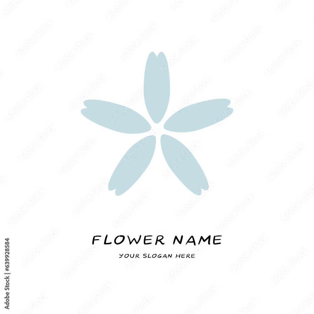 abstract blue flower logo flat simple design