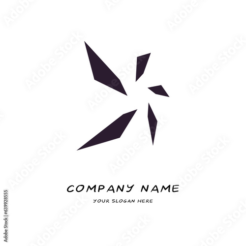 abstract logo dynamic design with five dynamic blade, petal