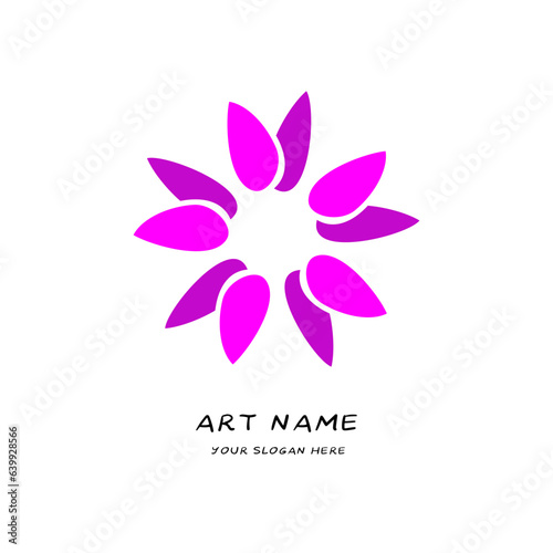 pink flower art logo simple flat 