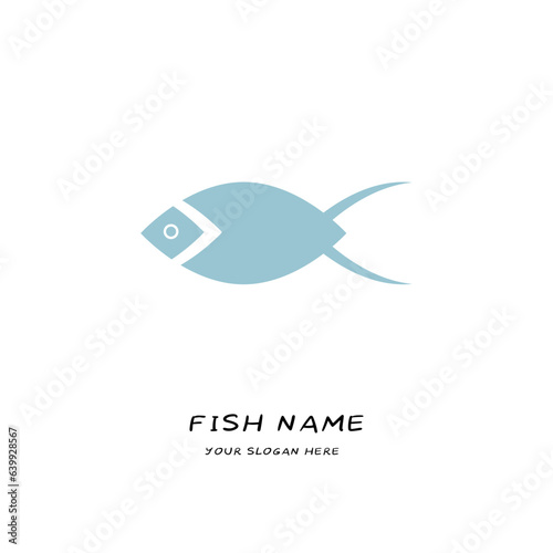 blue fish logo simple vector  flat  