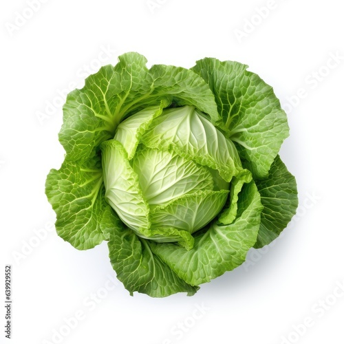 Fresh raw cabbage seen from above, isolated on white background