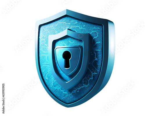 Cyber security and data protection of private information. Locks of blue shield concept. AI Generative