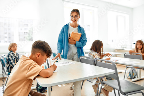 Children learning in a school classroom