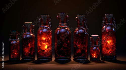 Eerie Glare: Dark and Radiant Menacing Glass Bottles