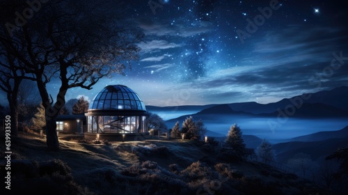 The observatory in the night landscape.