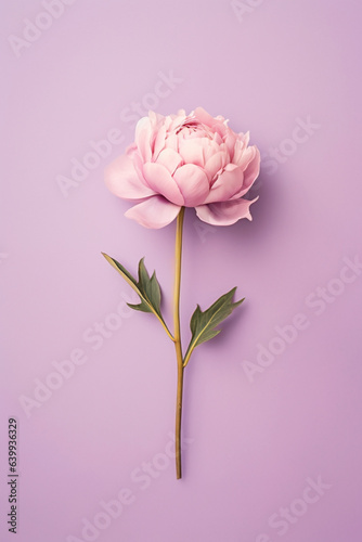 Single peony flower on pastel background