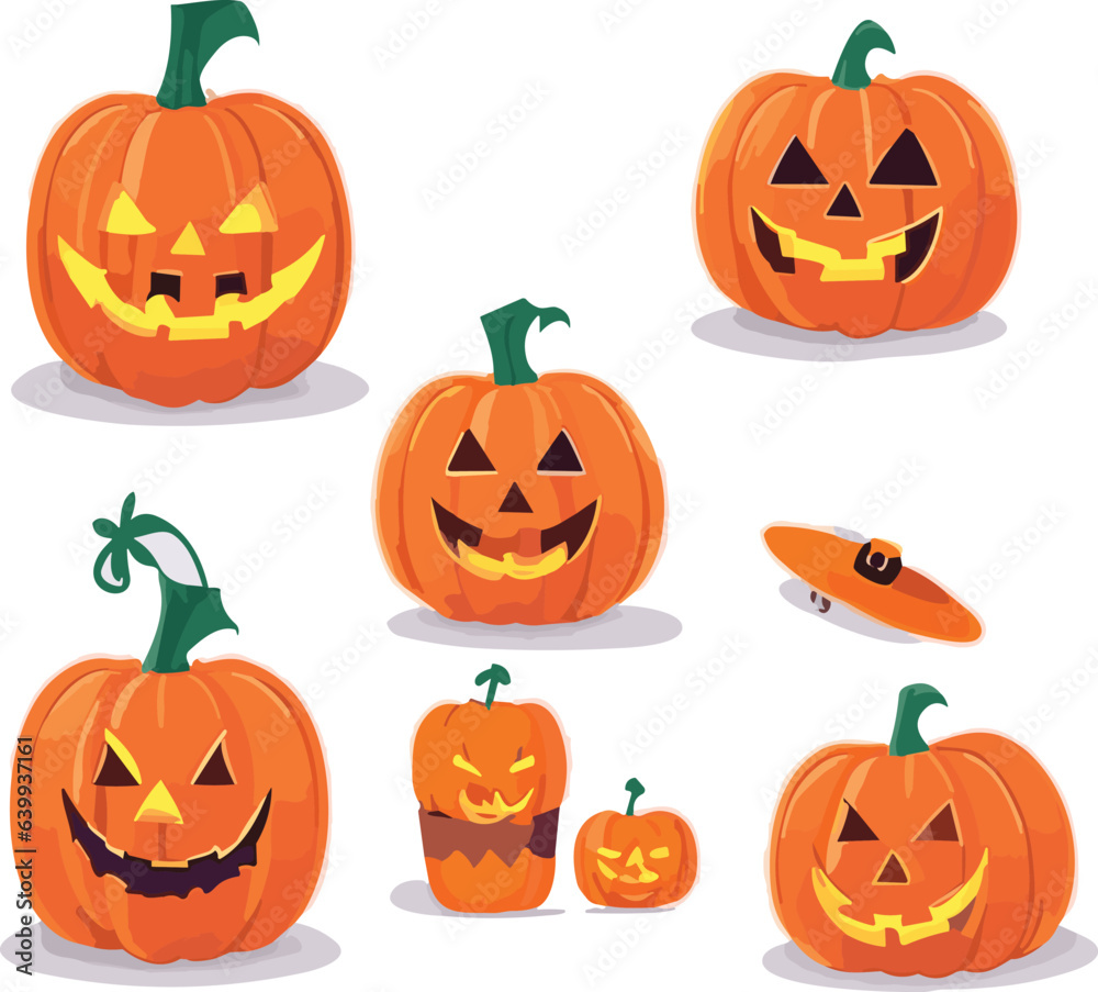 Glowing Pumpkin Lanterns Halloween Vector Pack Glowing Pumpkin Lanterns Halloween Vector Pack