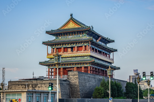 Zhengyangmen Gate  Qianmen Gate  - famous gate is located at the south of Tiananmen Square  Gate of Heavenly Peace   large city square in center of Beijing. BEIJING  CHINA.