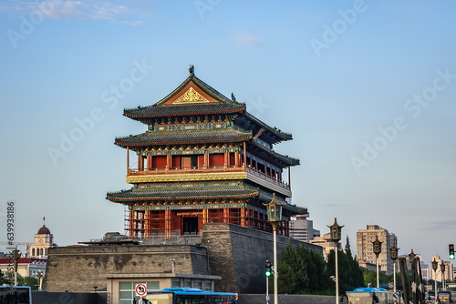 Zhengyangmen Gate (Qianmen Gate) - famous gate is located at the south of Tiananmen Square (Gate of Heavenly Peace), large city square in center of Beijing. BEIJING, CHINA.