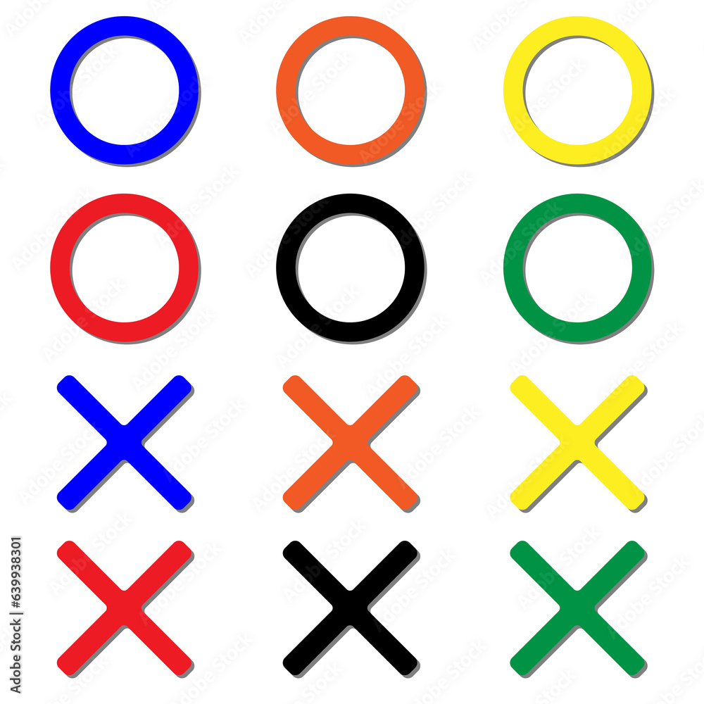 Fototapeta premium カラフルな丸バツのアイコンセット
