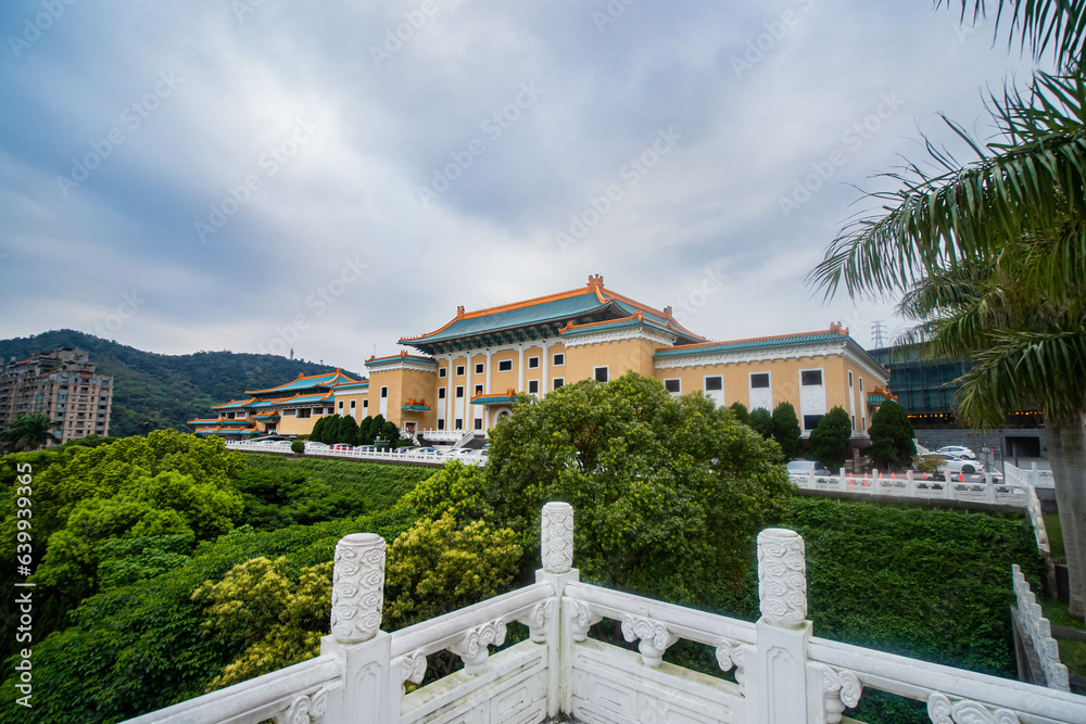 Zhongzheng, Taiwan - April 6, 2019 : The Chiang Kai Shek Memorial Hall in Taiwan was honored by the building of a well-known monument and landmark.