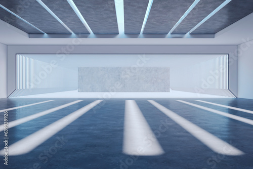 Wallpaper Mural Modern spacious concrete interior with mock up place on wall. Exhibition hall. 3D Rendering. Torontodigital.ca