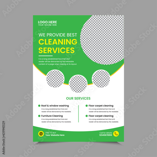 Cleaning Service A4 Flyer Template Design. House cleaning service poster flyer template, Poster brochure design, Flyer, leaflet design. Vector Illustrator EPS 10 version Editable and Print ready.