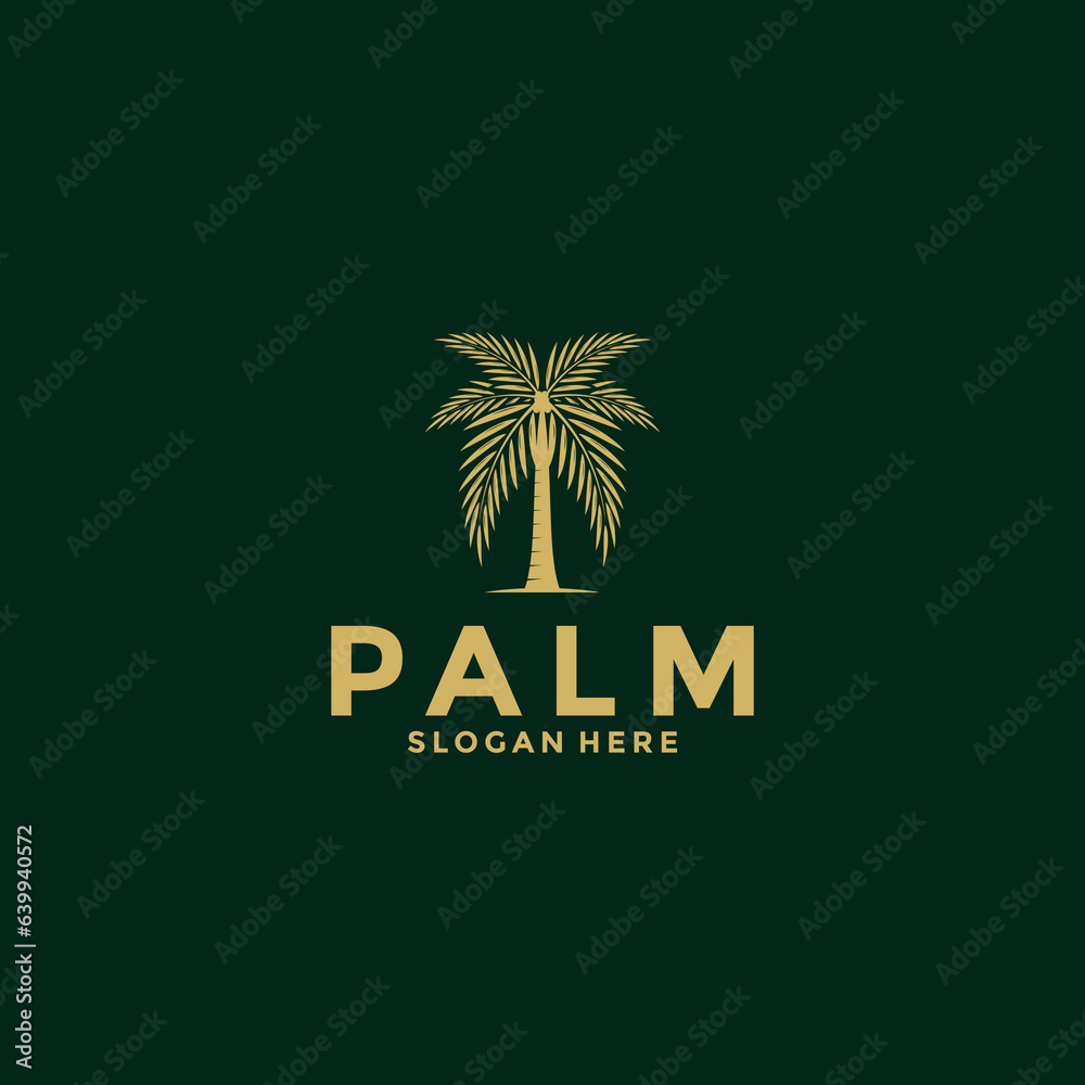 Obraz premium Palm tree logo design vector, Creative Palm leaf logo template
