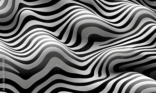 Abstract monochrome wave wallpaper. 3d forms background. For banner  postcard  book illustration. Created with generative AI tools