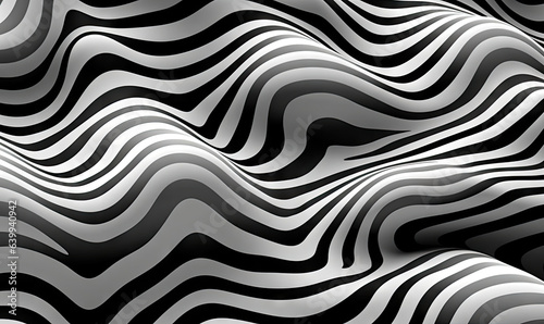 Fototapeta Naklejka Na Ścianę i Meble -  Abstract monochrome wave wallpaper. 3d forms background. For banner, postcard, book illustration. Created with generative AI tools
