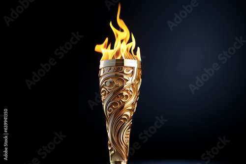 olympic torch on black background, AI generated