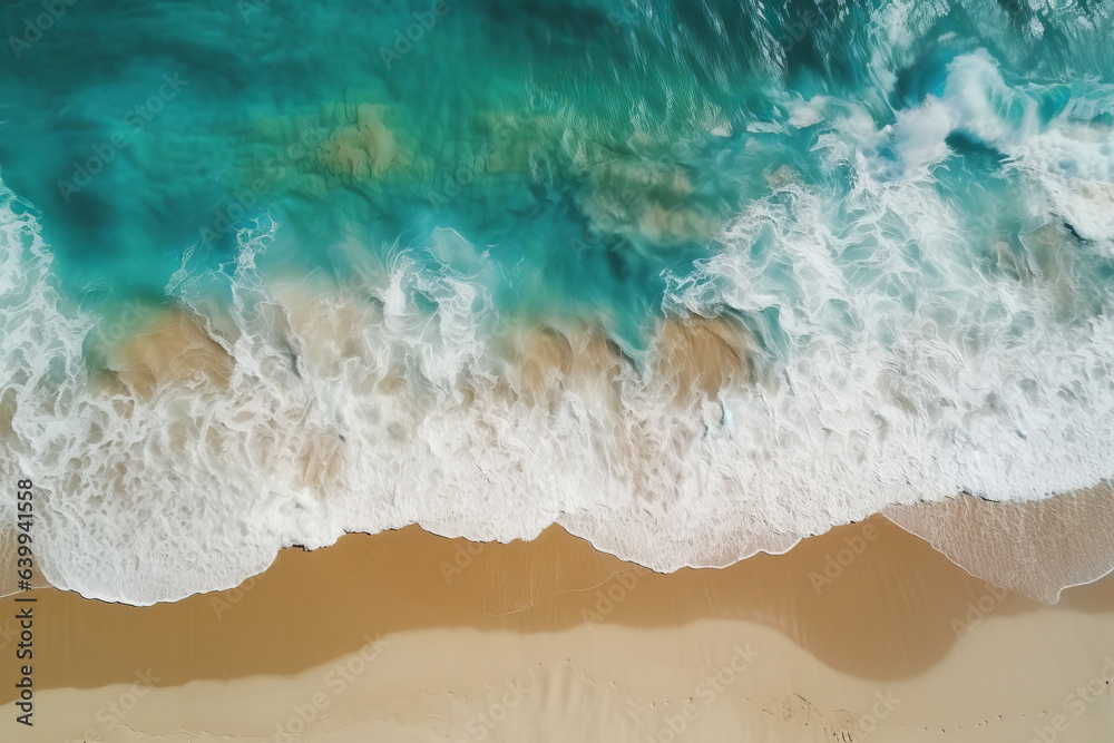 Beautiful blue-blue sea or ocean waves, top view.generative ai
