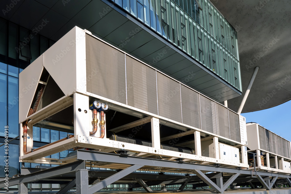 Ventilation and air conditioning system outside the building. Ventilation and air conditioning system outside the building.