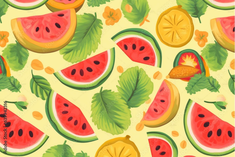 Seamless pattern with citrus fruits. Vector illustration in flat style Seamless pattern with citrus fruits. Vector illustration in flat style