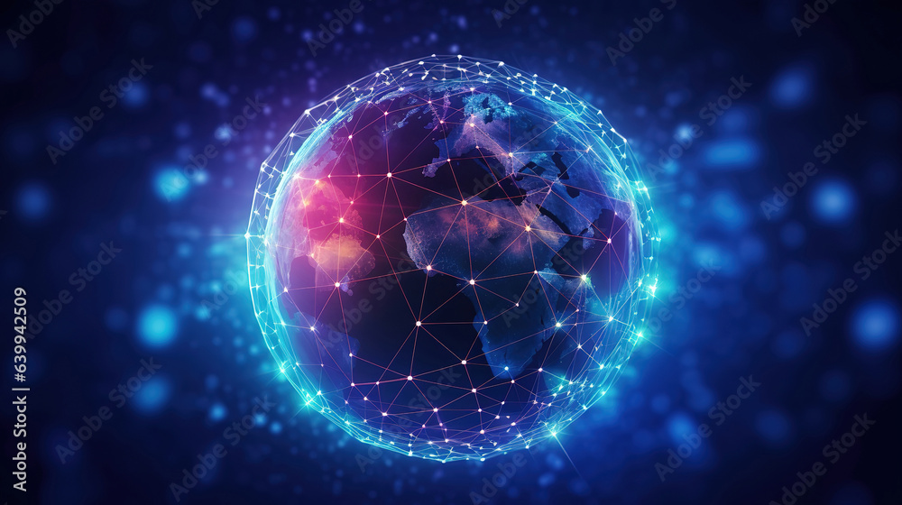 Obraz premium Global network and communication technology with wireless network connection. Generative Ai