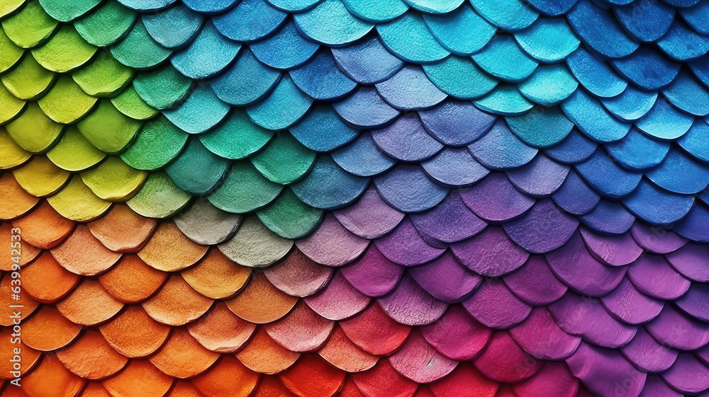 Smooth and iridescent wall with fish scale tiles and futuris. Generative Ai Smooth and iridescent wall with fish scale tiles and futuris. Generative Ai