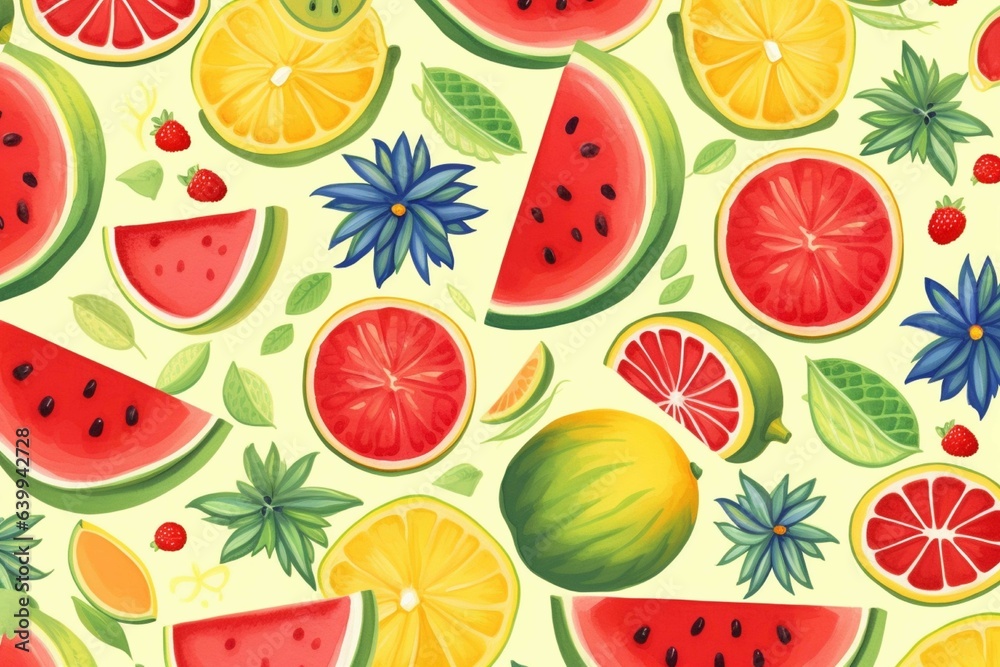 Seamless pattern with citrus fruits Vector illustration in flat style Seamless pattern with citrus fruits Vector illustration in flat style