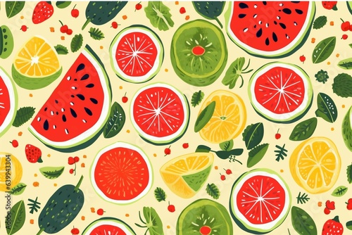 Seamless pattern with citrus fruits Vector illustration in flat style