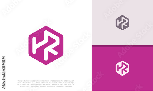Initials HR logo design. Initial Letter Logo. Innovative high tech logo template. 