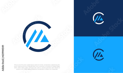 Initials CM logo design. Initial Letter Logo. Innovative high tech logo template.	
