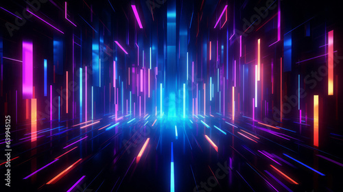 Abstract Digital Neon Light Lines