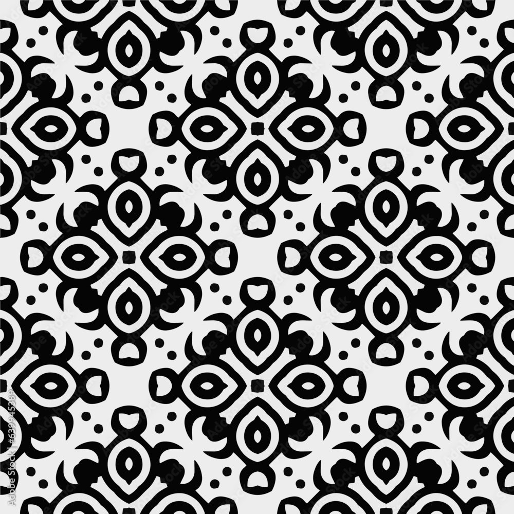 White background with black pattern. Seamless texture for fashion, textile design,  on wall paper, wrapping paper, fabrics and home decor. Simple repeat pattern.