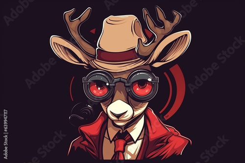 a Reindeer with a red nose is a detective, anime artstyle, comic, stylized - Generative Ai