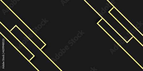 Abstract Premium Black Geometric Overlap Layers with Stripe Golden Line Luxury Style on Dark Background with Copy Space. Modern black dop with golden luxury background