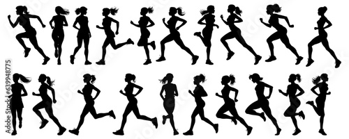 Run. Running women, vector set of isolated silhouettes © Kuleshin