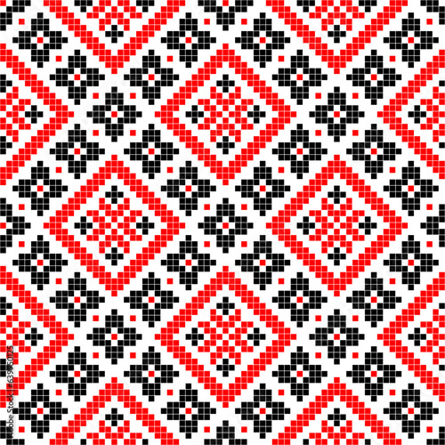 Seamless pattern of Ukrainian ornament in ethnic style, identity, vyshyvanka, embroidery for print clothes, websites, banners, poster. Vector illustration background
