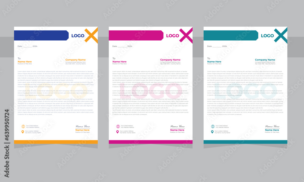 corporate business modern letterhead design layout template with yellow, blue, green and red color. creative idea letter head design inspiration for your project. A4 vector print letter head, corporate business modern letterhead design layout template with yellow, blue, green and red color. creative idea letter head design inspiration for your project. A4 vector print letter head,