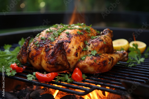 Grilled Perfection, Mouthwatering Roasted Chicken on the Grill